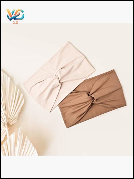 Wide Knotted Turban Headwrap Stretchy Non-Slip Fitness Yoga Hairband 10 Pk